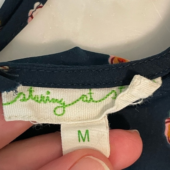 Staring at Stars for Anthropologie mini navy blue and floral shift dress size M - Picture 4 of 6